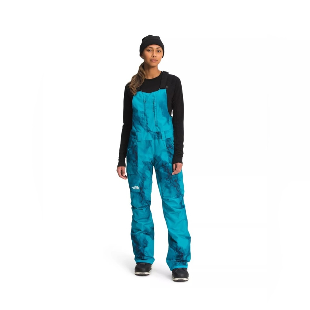 THE NORTH FACE Freedom Snow Bibs - SMALL - Enamel Blue Marble Texture Camo